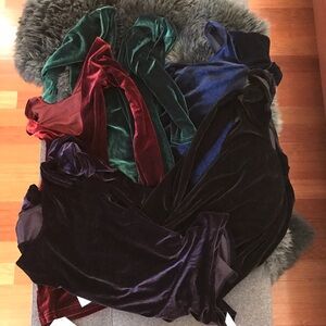 American Apparel Velvet Double U Neck Dress NAVY and CABERNET RED